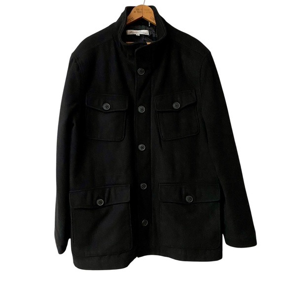 Kenneth Cole New York Wool-Blend Black Field Jacket Quilted Lined XL - Picture 2 of 15